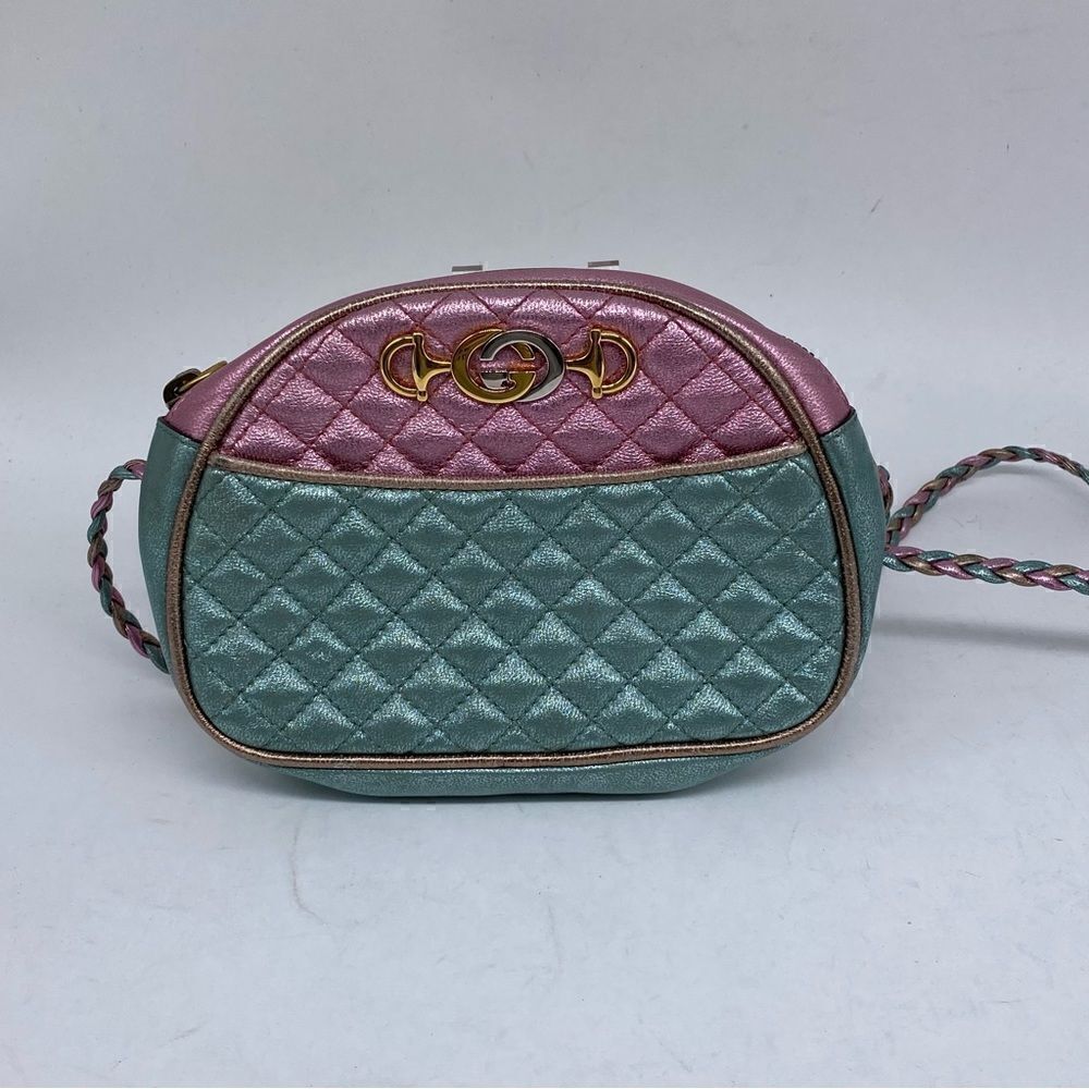 Gucci Women’s Quilted Laminated Calf Skin Multi Color Mini Crossbody Purse